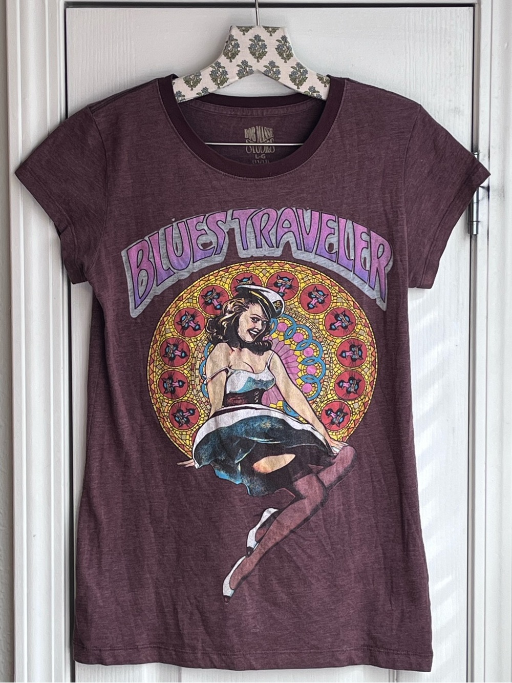 BLUES TRAVELER Bob Masse Studios Graphic Tee Purple Maroon Size Large
